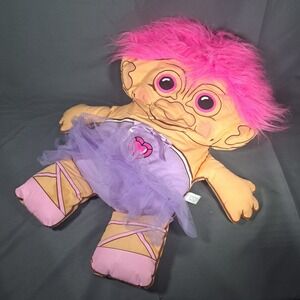 VTG Ace Novelty Treasure Trolls Pink Hair Ballerina Plush Doll 90s Retro 24"